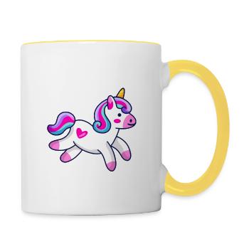 cute unicorn design - Contrasting Mug - white/yellow - Right