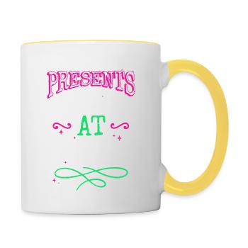 Dinosaures Ordinateur Bodybuilder Tshirt Dinosaure - Mug contrasté - blanc/jaune - Droite