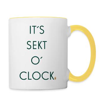 Sekt o`clock - Tasse zweifarbig - Weiß/Gelb - Rechts
