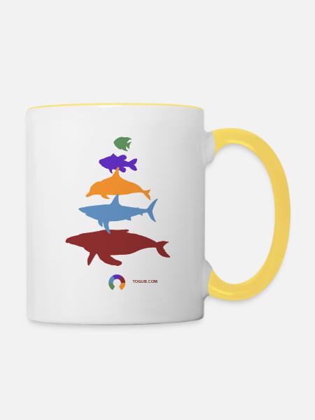 Pyramide ANIMALs Ozean - Tasse zweifarbig - Weiß/Gelb