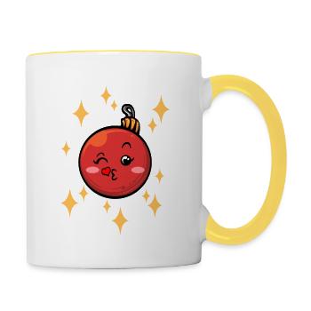 Drôle de boule de Noël #7/9 - Mug contrasté - blanc/jaune - Droite