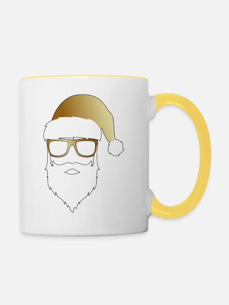 Weihnachtsmann - Tasse zweifarbig - Weiß/Gelb