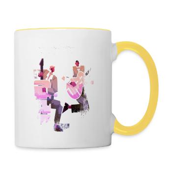 Musik Retro Heavy Metal Hard Rock Punk Vinyl Pop - Tasse zweifarbig - Weiß/Gelb - Rechts