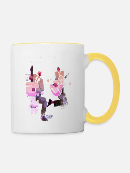 Musik Retro Heavy Metal Hard Rock Punk Vinyl Pop - Tasse zweifarbig - Weiß/Gelb