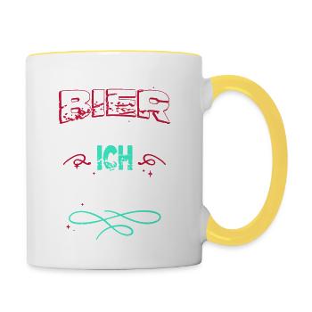 tier geburtstagsgeschenkidee witzig geek haustier - Tasse zweifarbig - Weiß/Gelb - Rechts