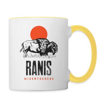 Ostthüringen Merch - Wisentgehege Ranis - Tasse zweifarbig - Weiß/Gelb - Rechts