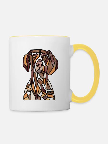 Deutscher Zeiger - Tasse zweifarbig - Weiß/Gelb