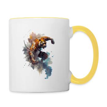 Paint the Tiger - alle Stärke der Katze - Tasse zweifarbig - Weiß/Gelb - Rechts