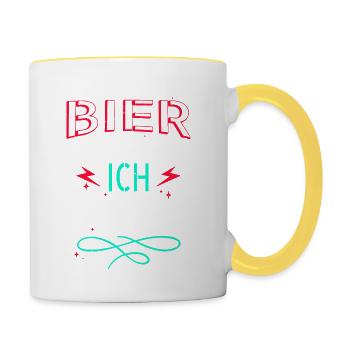 cool schäferhund feiern saufen statement hund - Tasse zweifarbig - Weiß/Gelb - Rechts