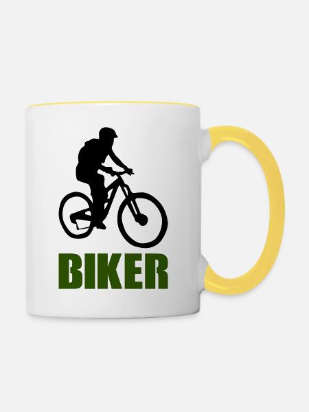biker - Tasse zweifarbig - Weiß/Gelb