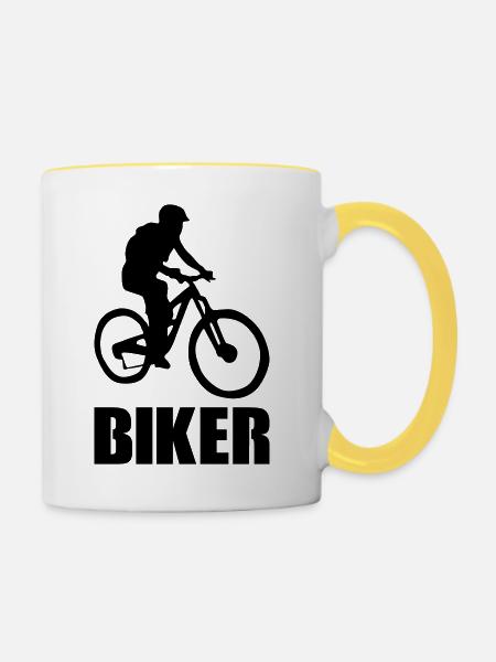 biker - Tasse zweifarbig - Weiß/Gelb