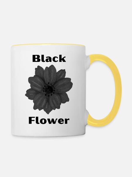 Schwarze Bume - Tasse zweifarbig - Weiß/Gelb