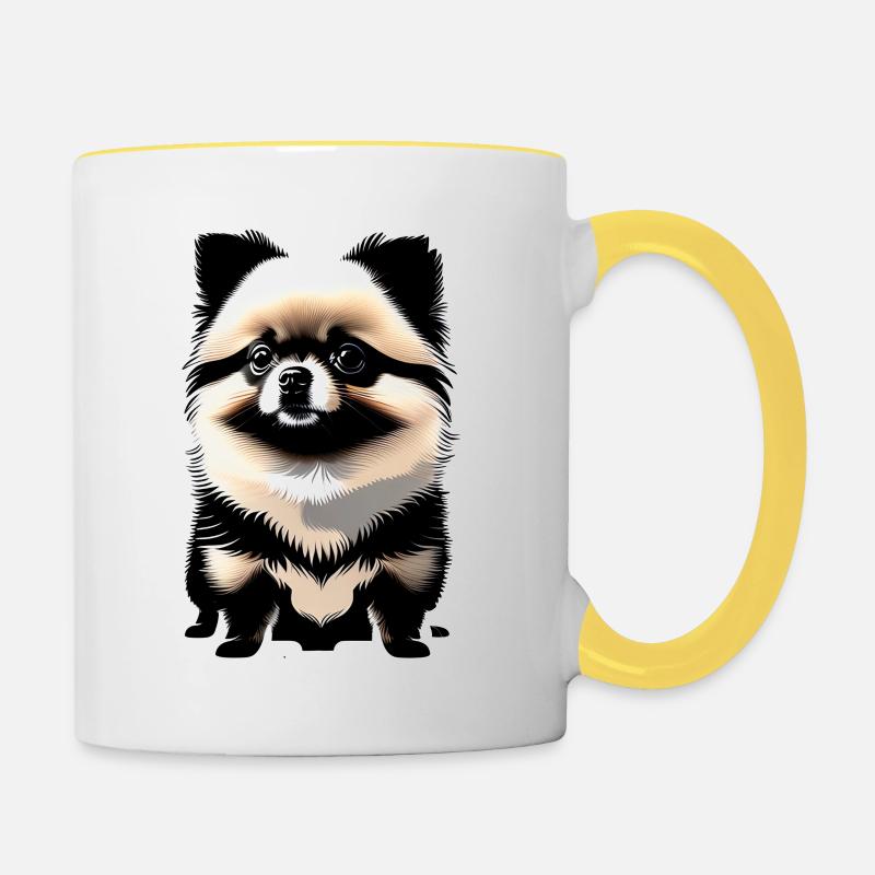 Pomeranian "Black" - Mug contrasté - blanc/jaune