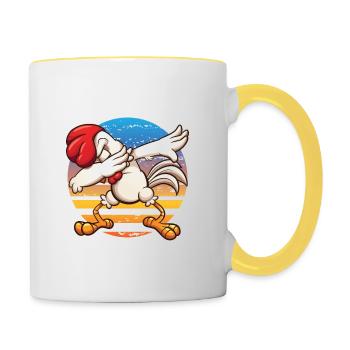 Dabbing Papa Poule Papa Cool Fête des Pères - Mug contrasté - blanc/jaune - Droite