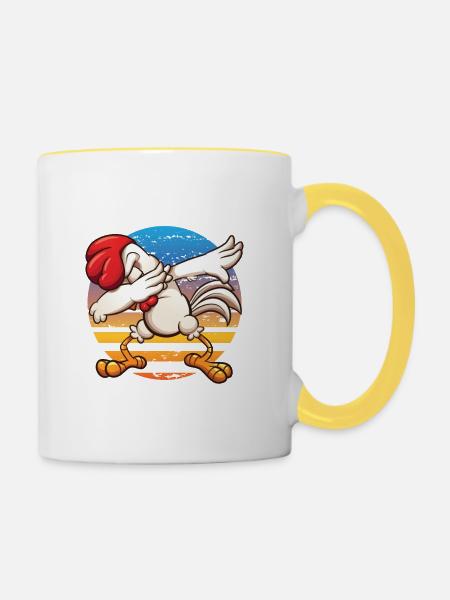 Dabbing Papa Poule Papa Cool Fête des Pères - Mug contrasté - blanc/jaune