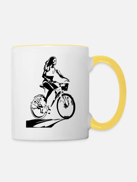 JUNGES FAHRRAD - Tasse zweifarbig - Weiß/Gelb