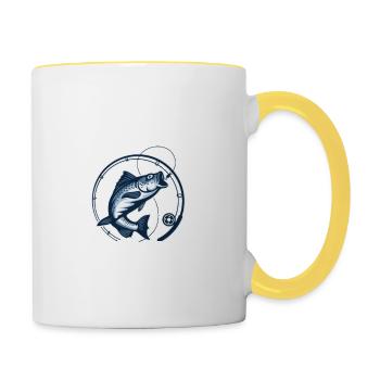 Reichet mir die Rute Angel Fisch Zubehör Geschenk - Tasse zweifarbig - Weiß/Gelb - Rechts