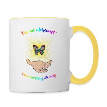 JE SUIS UN ALCHIMISTE - Papillon coloré - Mug contrasté - blanc/jaune - Droite