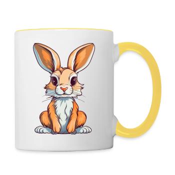 cute cartoon bunny rabbit long-eared bunny - Contrasting Mug - white/yellow - Right