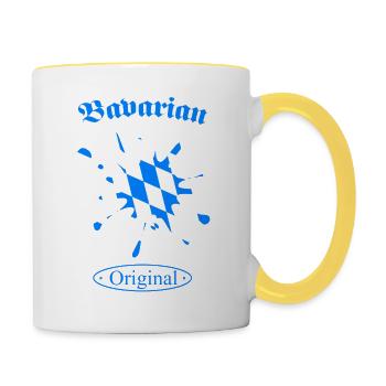 Bayern, Oberbayern, Geschenk für Bayern - Tasse zweifarbig - Weiß/Gelb - Rechts