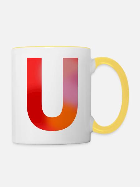 BUCHSTABE U - Tasse zweifarbig - Weiß/Gelb