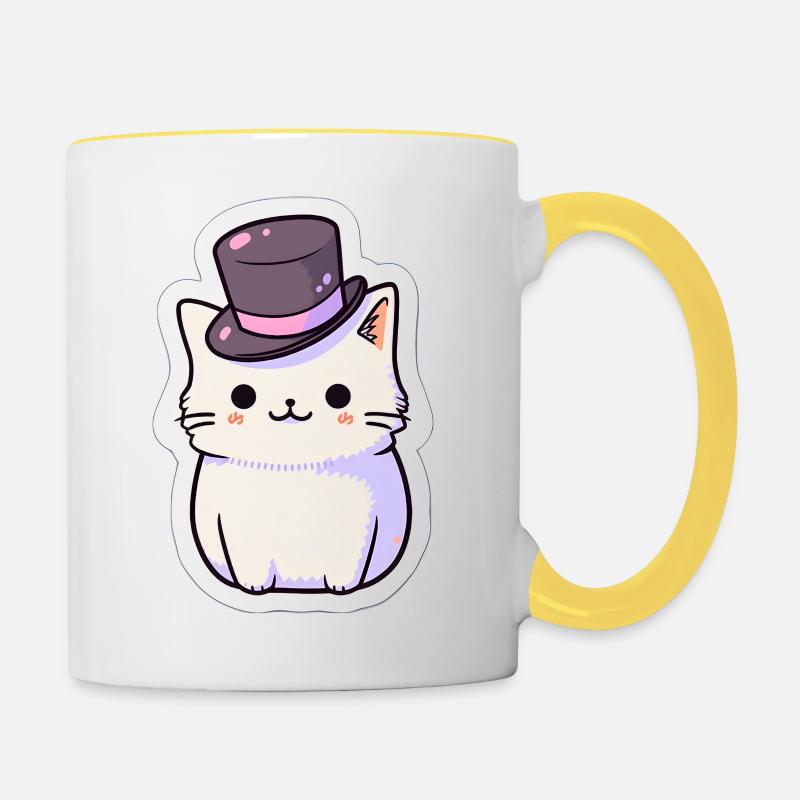Chaton Love - Mug contrasté - blanc/jaune