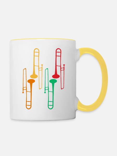 Posaunensammlung - Posaunist - Tasse zweifarbig - Weiß/Gelb