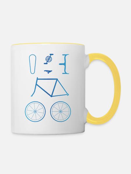 Fahrrad - Tasse zweifarbig - Weiß/Gelb