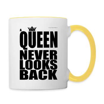 A QUEEN NEVER LOOKS BACK - Contrasting Mug - white/yellow - Right