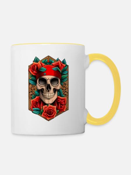 Pirate Skull - Tasse zweifarbig - Weiß/Gelb