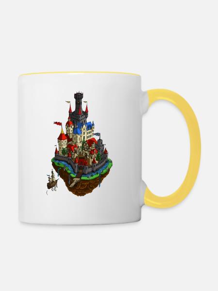 Fliegendes Dorf - Tasse zweifarbig - Weiß/Gelb