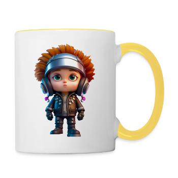 Little Biker - Tasse zweifarbig - Weiß/Gelb - Rechts