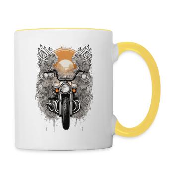 Retro style motorcycle - vintage - Contrasting Mug - white/yellow - Right