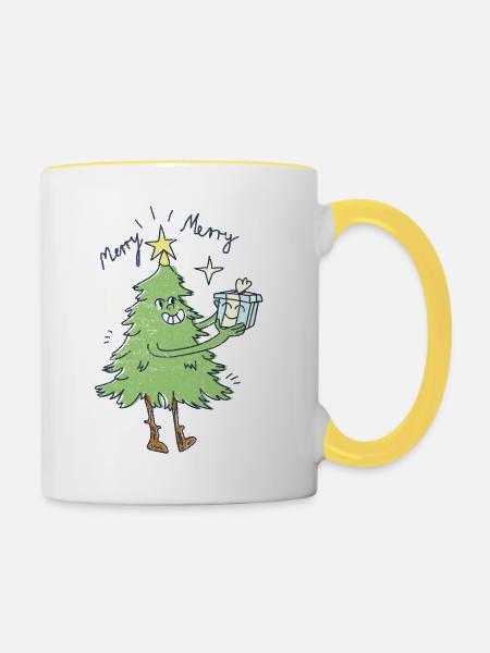 Christmas tree - Tasse zweifarbig - Weiß/Gelb