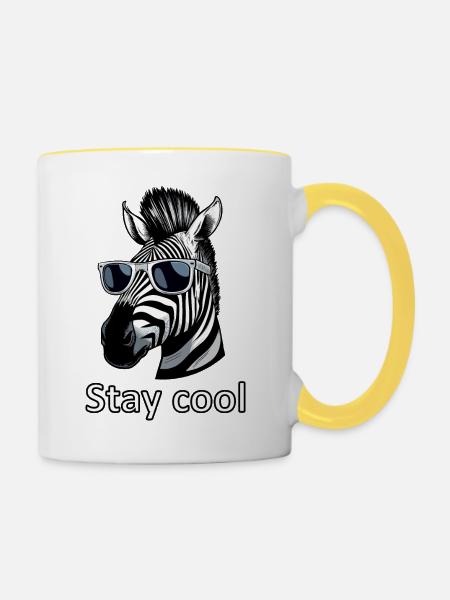 Cooles Zebra - Tasse zweifarbig - Weiß/Gelb