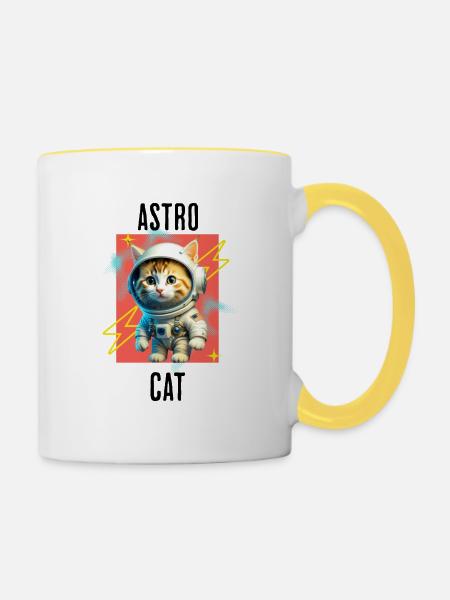 Astro Katze - Tasse zweifarbig - Weiß/Gelb