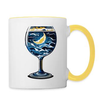 Nacht in der Flasche (Artwork-Sammlung) - Tasse zweifarbig - Weiß/Gelb - Rechts