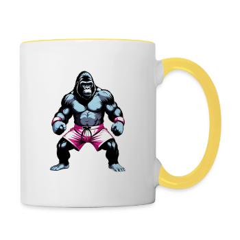 Boxing Gorilla Boxer - Contrasting Mug - white/yellow - Right