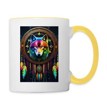 Wolf on your side - Contrasting Mug - white/yellow - Right