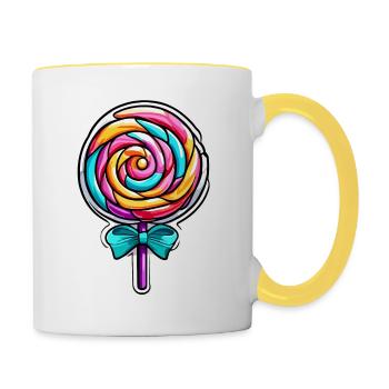 Lollipop / Lollipop / Candy / Lick / Cute - Contrasting Mug - white/yellow - Right