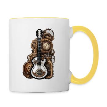 Rock n roll / Guitar / Music / Instrument - Contrasting Mug - white/yellow - Right