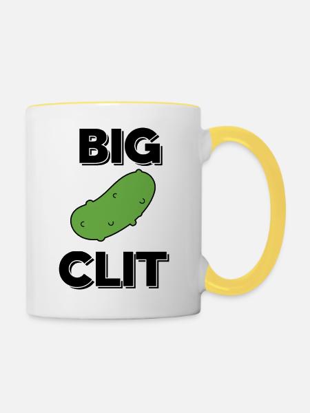 Big Clit - Tasse zweifarbig - Weiß/Gelb