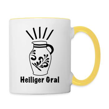 Bembel Heiliger Gral - DasFrankfurter Original - Tasse zweifarbig - Weiß/Gelb - Rechts