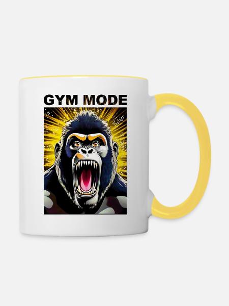 Gorilla Gym Mode - Tasse zweifarbig - Weiß/Gelb