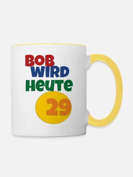 bob wird heute 29 - Tasse zweifarbig - Weiß/Gelb