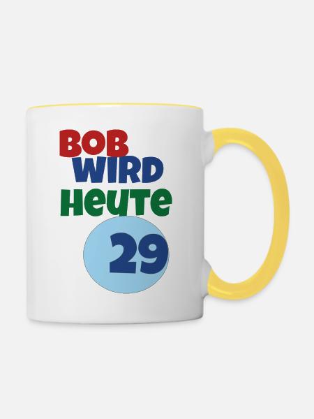 bob wird heute 29 - Tasse zweifarbig - Weiß/Gelb