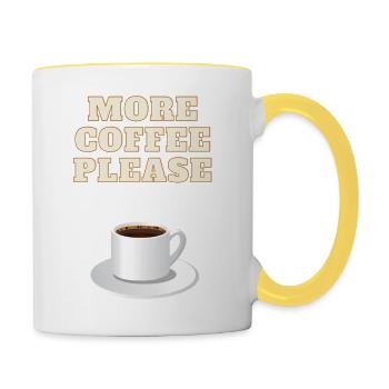Mehr Kaffee bitte - Tasse zweifarbig - Weiß/Gelb - Rechts