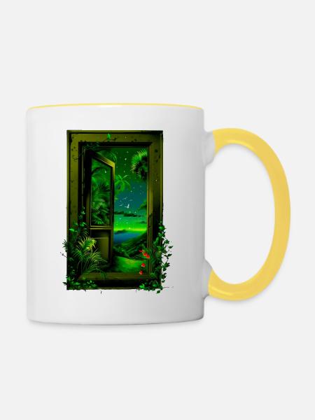 Tür ins Paradies - Tasse zweifarbig - Weiß/Gelb