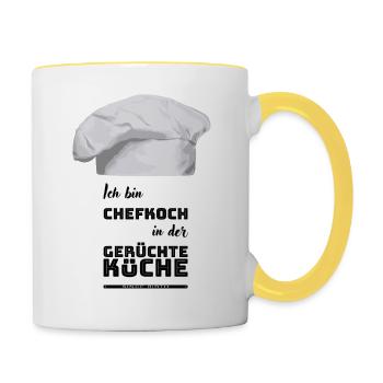 Ich bin Chefkoch in der Gerüchteküche - mein Humor - Tasse zweifarbig - Weiß/Gelb - Rechts