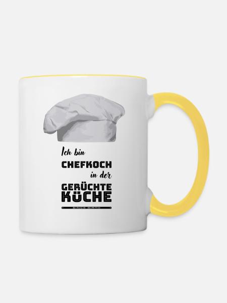 Ich bin Chefkoch in der Gerüchteküche - mein Humor - Tasse zweifarbig - Weiß/Gelb